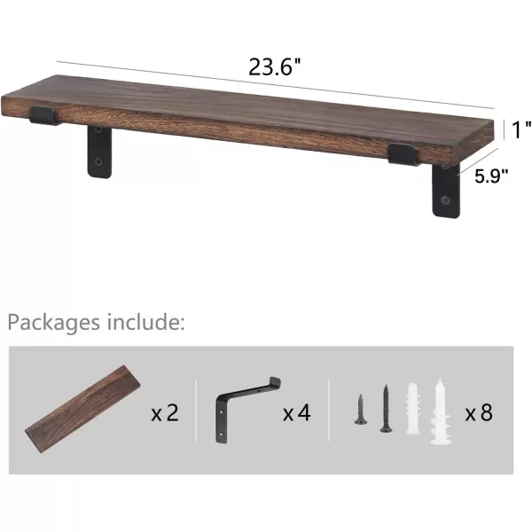 Mkono Floating Shelves Wall Mounted Rustic Wood Wall Shelf Modern Storage Shelving with L Brackets for Home Decor Bathroom Bedroom Living Room Kitchen Office Set of 2 Brown 17quotBrown