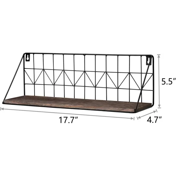 Mkono Floating Shelves Wall Mounted Set of 2 Rustic Wood Storage Display Shelf with Metal Wire Basket Hanging Shelf for College Drom Bedroom Bathroom Living Room Kitchen Office BrownMediumBrown