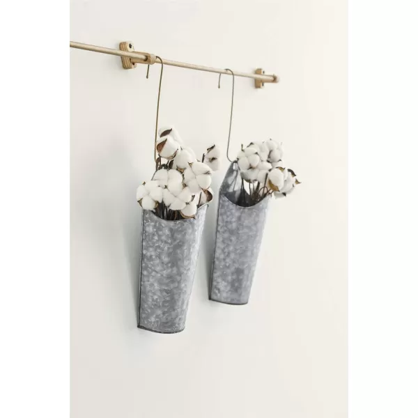Mkono Galvanized Metal Wall Planter Farmhouse Wall Vase for Artificial Plants Flowers Rustic Hanging Fake Flowers Holder Country Home Bedroom Living Room Decor Set of 2 Black SmallSilver