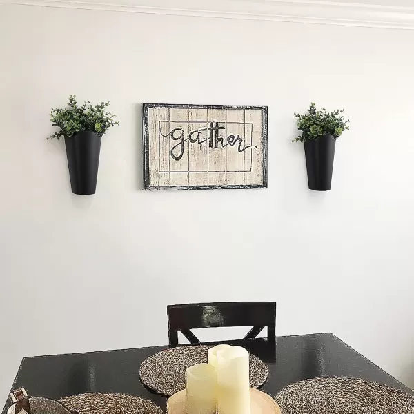 Mkono Galvanized Metal Wall Planter Farmhouse Wall Vase for Artificial Plants Flowers Rustic Hanging Fake Flowers Holder Country Home Bedroom Living Room Decor Set of 2 Black SmallBlack