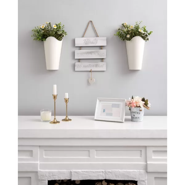 Mkono Galvanized Metal Wall Planter Farmhouse Wall Vase for Artificial Plants Flowers Rustic Hanging Fake Flowers Holder Country Home Bedroom Living Room Decor Set of 2 Black SmallWhite