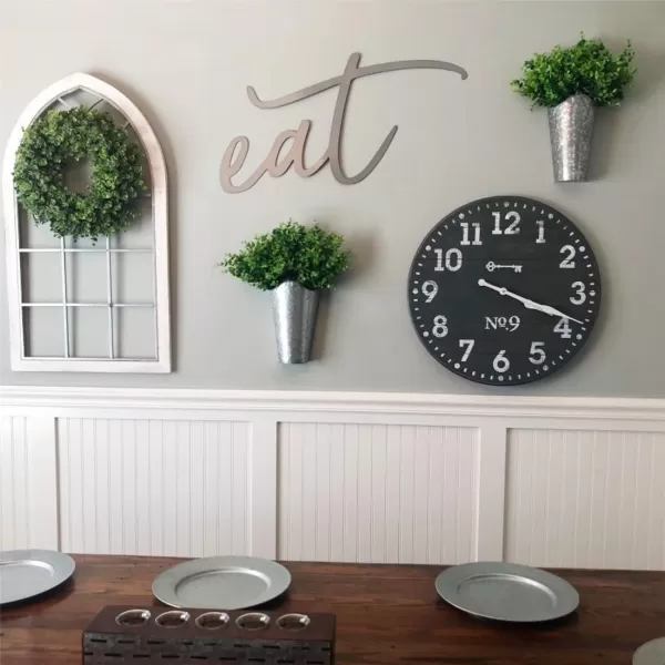 Mkono Galvanized Metal Wall Planter Farmhouse Wall Vase for Artificial Plants Flowers Rustic Hanging Fake Flowers Holder Country Home Bedroom Living Room Decor Set of 2 Black SmallSilver