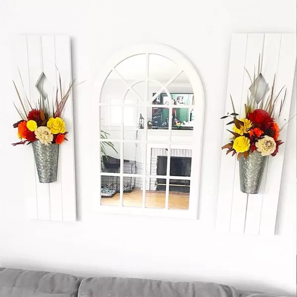 Mkono Galvanized Metal Wall Planter Farmhouse Wall Vase for Artificial Plants Flowers Rustic Hanging Fake Flowers Holder Country Home Bedroom Living Room Decor Set of 2 Black SmallSilver