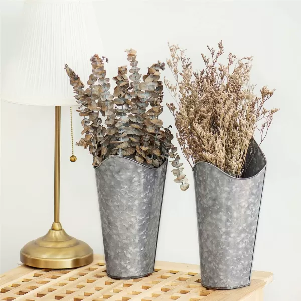 Mkono Galvanized Metal Wall Planter Farmhouse Wall Vase for Artificial Plants Flowers Rustic Hanging Fake Flowers Holder Country Home Bedroom Living Room Decor Set of 2 Black SmallSilver