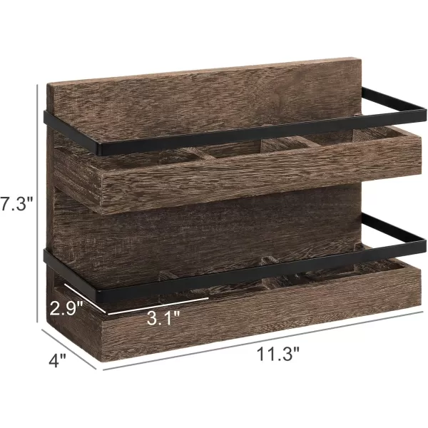 Mkono Tea Bag Organizer 2 Tier Rustic Wood Tea Bags Holder Wall Mounted Tea Box for Tea Storage Coffee Condiment Display Shelf Tea Rack for Cabinet Counter Caf Home Office