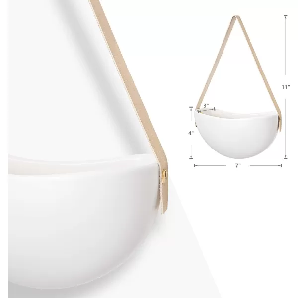 Mkono Wall Planter for Indoor Plants Ceramic Hanging Flower Pots for Succulent Air Plant Cactus Bathroom Living Room Office Porch Decor 7Inch White Set of 3 Plant Not Included