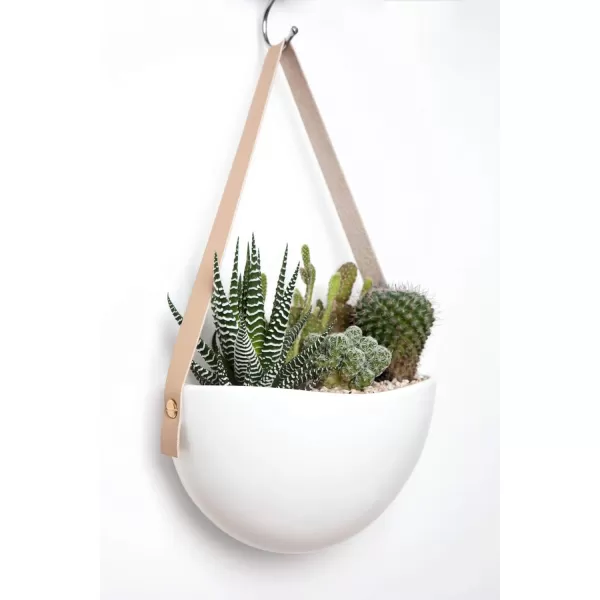 Mkono Wall Planter for Indoor Plants Ceramic Hanging Flower Pots for Succulent Air Plant Cactus Bathroom Living Room Office Porch Decor 7Inch White Set of 3 Plant Not Included