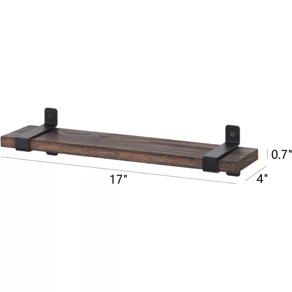 Mkono Wood Floating Shelves Wall Mounted Modern Farmhouse Shelf Decorative Storage Shelving with U Brackets for Bedroom Bathroom Living Room Kitchen Office Set of 2 Brown