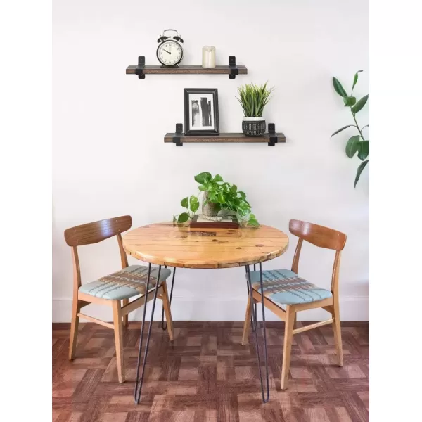 Mkono Wood Floating Shelves Wall Mounted Modern Farmhouse Shelf Decorative Storage Shelving with U Brackets for Bedroom Bathroom Living Room Kitchen Office Set of 2 Brown