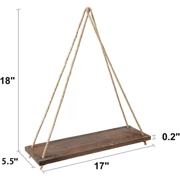 Mkono Wood Hanging Shelves for Wall Boho Decor Swing Rope Rustic Floating Shelf Set of 3 Wall Display Shelving Home Organizer Rack for Living Room Bedroom Bathroom KitchenWhiteBrown