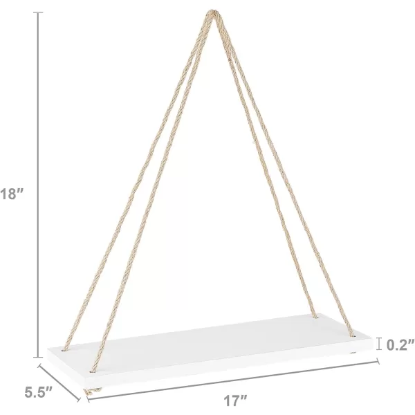Mkono Wood Hanging Shelves for Wall Boho Decor Swing Rope Rustic Floating Shelf Set of 3 Wall Display Shelving Home Organizer Rack for Living Room Bedroom Bathroom KitchenWhiteIvory