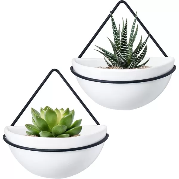 Mkono Ceramic Hanging Planter Set of 2 Gold Modern Wall Decor Suitable for Indoor and Outdoor UseBlack