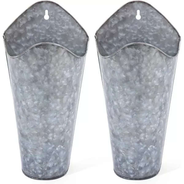 Mkono Galvanized Metal Wall Planter Farmhouse Wall Vase for Artificial Plants Flowers Rustic Hanging Fake Flowers Holder Country Home Bedroom Living Room Decor Set of 2 Black SmallSilver