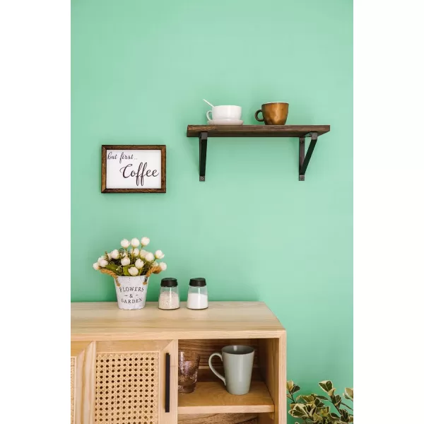 Mkono 1 Pcs Coffee Signs Decor Farmhouse Coffee Table Decor 2 Sides with Different Sayings Rustic Wood Coffee Sign Office Home Bar Wall Table Decor