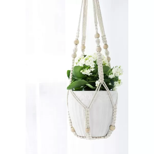 Mkono 3 Pack Macrame Plant Hangers Indoor Different Size Hanging Planter Basket Flower Pot Holder with Beads No Tassels 35quot29quot23quot Medium IvoryIvory