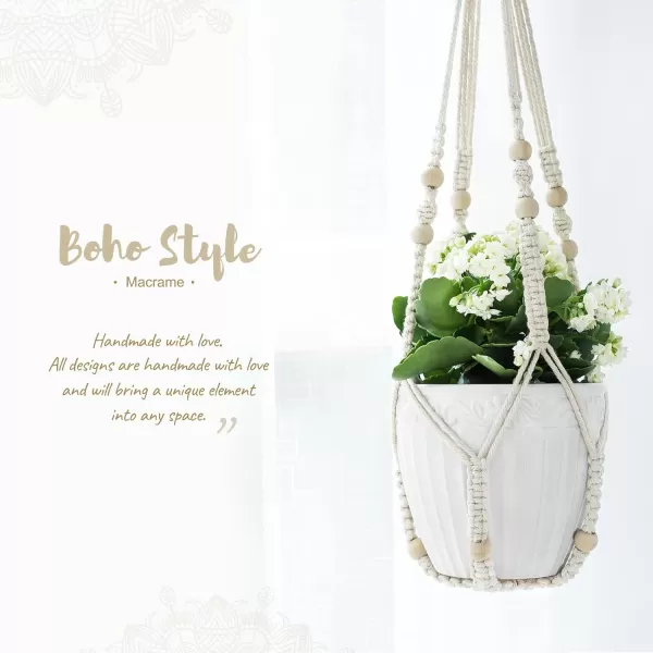 Mkono 3 Pack Macrame Plant Hangers Indoor Different Size Hanging Planter Basket Flower Pot Holder with Beads No Tassels 35quot29quot23quot Medium IvoryIvory