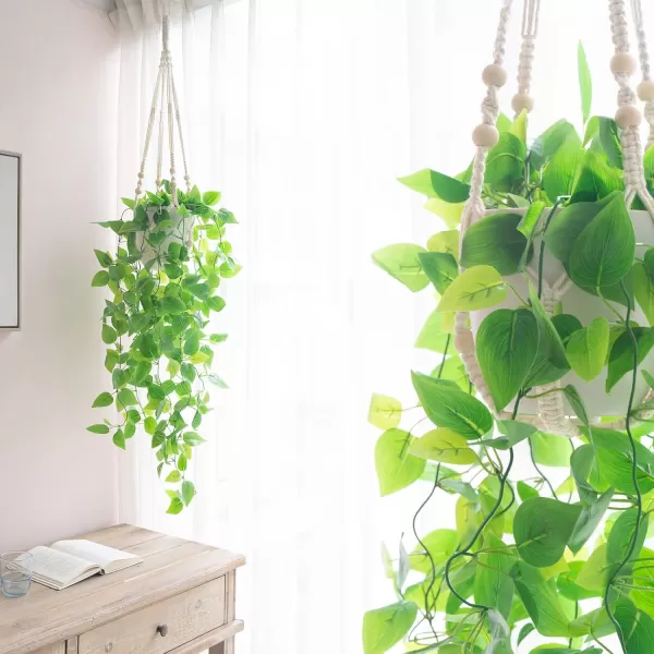 Mkono 3 Pack Macrame Plant Hangers Indoor Different Size Hanging Planter Basket Flower Pot Holder with Beads No Tassels 35quot29quot23quot Medium IvoryIvory