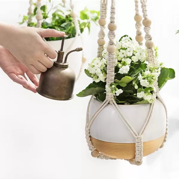 Mkono 3 Pack Macrame Plant Hangers Indoor Different Size Hanging Planter Basket Flower Pot Holder with Beads No Tassels 35quot29quot23quot Medium IvoryIvory