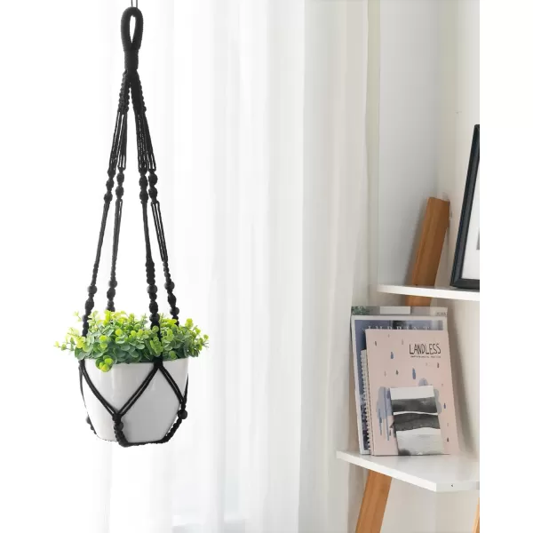 Mkono 3 Pack Macrame Plant Hangers Indoor Different Size Hanging Planter Basket Flower Pot Holder with Beads No Tassels 35quot29quot23quot Medium IvoryBlack