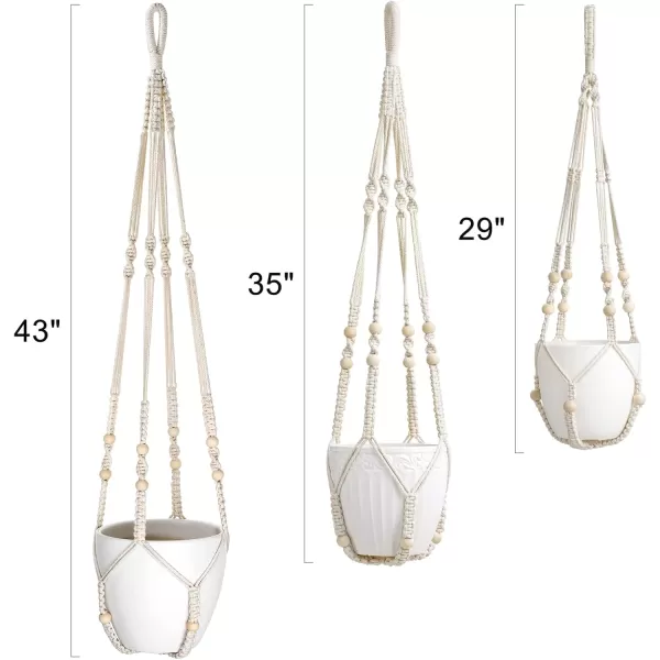 Mkono 3 Pack Macrame Plant Hangers Indoor Different Size Hanging Planter Basket Flower Pot Holder with Beads No Tassels 35quot29quot23quot Medium IvoryIvory