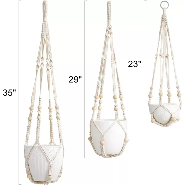 Mkono 3 Pack Macrame Plant Hangers Indoor Different Size Hanging Planter Basket Flower Pot Holder with Beads No Tassels 35quot29quot23quot Medium IvoryIvory