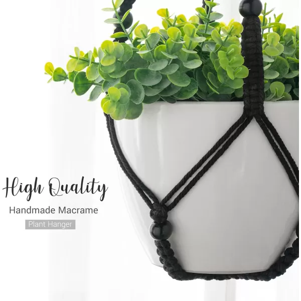 Mkono 3 Pack Macrame Plant Hangers Indoor Different Size Hanging Planter Basket Flower Pot Holder with Beads No Tassels 35quot29quot23quot Medium IvoryBlack