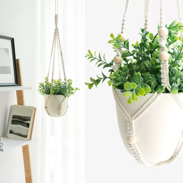 Mkono 3 Pack Macrame Plant Hangers Indoor Different Size Hanging Planter Basket Flower Pot Holder with Beads No Tassels 35quot29quot23quot Medium IvoryIvory