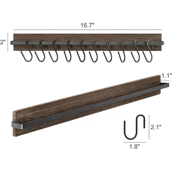 Mkono Hat Rack for Wall Wooden Baseball Caps Organizer with 20 Hooks Rustic Cowboy Hanger Mounted Hats Display Closet Bedroom Entryway Set of 2 BrownBrown