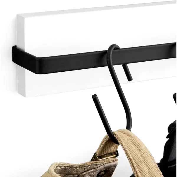 Mkono Hat Rack for Wall Wooden Baseball Caps Organizer with 20 Hooks Rustic Cowboy Hanger Mounted Hats Display Closet Bedroom Entryway Set of 2 BrownWhite