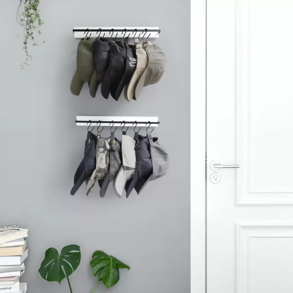 Mkono Hat Rack for Wall Wooden Baseball Caps Organizer with 20 Hooks Rustic Cowboy Hanger Mounted Hats Display Closet Bedroom Entryway Set of 2 BrownWhite