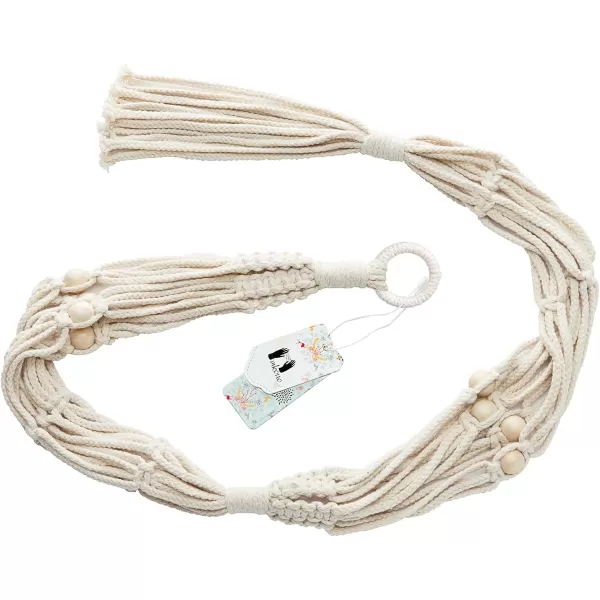Mkono Macrame Double Plant Hanger Indoor Outdoor 2 Tier Hanging Planter Basket Cotton Rope with Beads 4 Legs 49 Inches