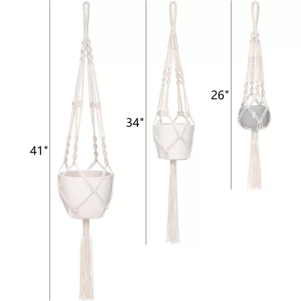 Mkono Macrame Plant Hangers 3 Different Sizes Indoor Hanging Planters Basket Decorative Flower Pots Holder Stand Boho Home Decor IvoryIvory