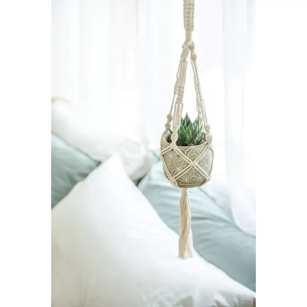 Mkono Macrame Plant Hangers 3 Different Sizes Indoor Hanging Planters Basket Decorative Flower Pots Holder Stand Boho Home Decor IvoryIvory