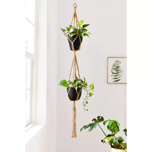 Mkono Macrame Plant Hangers 4 Pcs Indoor Outdoor Hanging Planter Basket Jute Rope Flower Pot Holder Boho Hippie Style