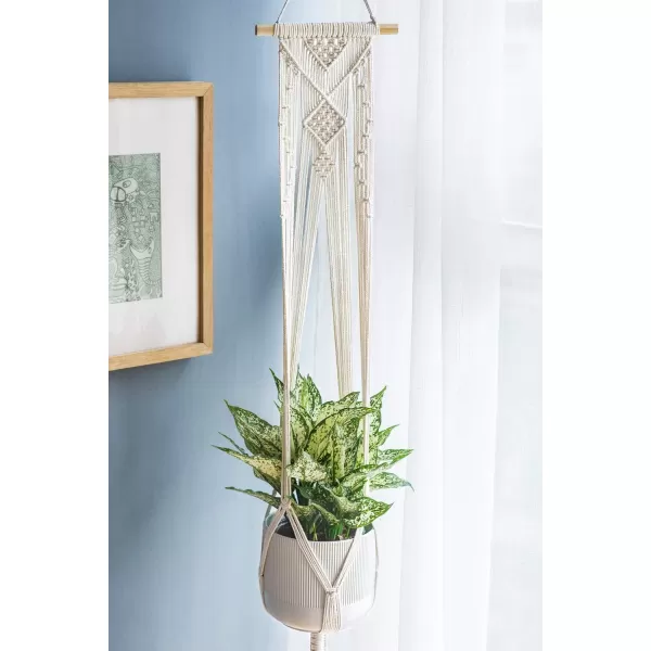Mkono Macrame Plant Hangers 5 Pack Different Tiers Indoor Hanging Planters Basket with 5 Hooks Decorative Flower Pots Holder Stand Boho Home Decor IvoryIvory