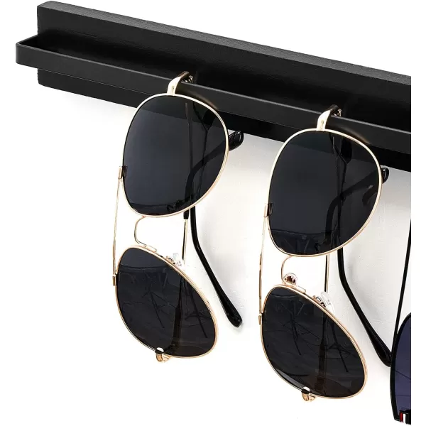 Mkono Wall Mounted Sunglasses Storage Organizer Wood Modern Simple Eyeglasses Display Holder Eyewear Glasses Jewelry Headband Hanging Rack for Entryway Living Room Bedroom Set of 3 WhiteBlack
