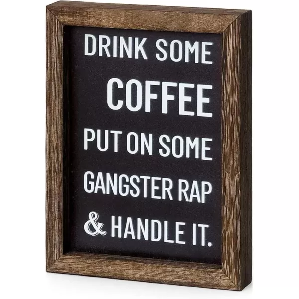 Mkono 1 Pcs Coffee Signs Decor Farmhouse Coffee Table Decor 2 Sides with Different Sayings Rustic Wood Coffee Sign Office Home Bar Wall Table Decor