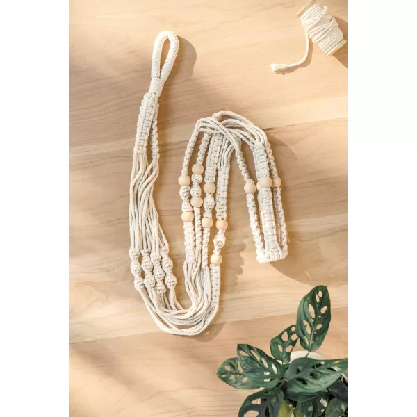 Mkono 43 Inch Macrame Plant Hanger Large for up to 12 Inch Pot Extra Long Hanging Plant Holder No Tassels Hanging Planter Basket with Wood Beads for Indoor Outdoor Boho Home Decor IvoryIvory