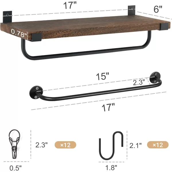Mkono Hat Rack for Wall with Shelf 24 Baseball Caps Organizer with 12 Hook 12 Clips Wooden Hat Shelf Metal Hat Hanger for Baseball Hats and Accessories Storage Cowboy Hat Rack for Closet Bedroom