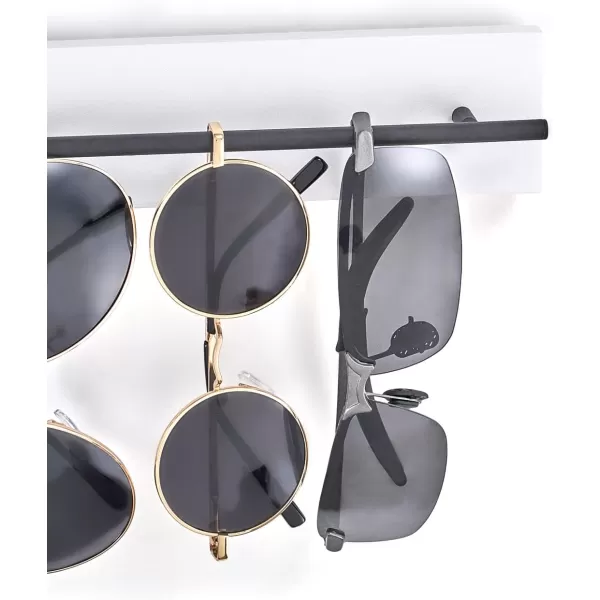 Mkono Wood Sunglasses Storage Organizer Wall Mounted Eyeglasses Holder Eyewear Display Rack Rustic Home Decor Set of 3 BrownWhite  Black