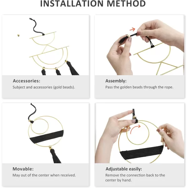 Mkono 2 Pcs Small Macrame Wall Hanging Boho Decor Cute Home Art Ornament with Gold Metal Ring for Bedroom Living Room Nursery Bathroom 15H x 10W and 14H x 8W SmallBlack