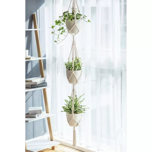 Mkono Macrame Plant Hanger Set of 5 Indoor Wall Hanging Planter Basket Flower Pot Holder Boho Home Decor Gift Box