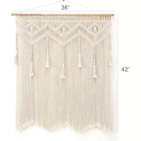 Mkono Macrame Wall Hanging Large Boho Decor Woven Wall Tapestry Chic Art Tassel Christmas Decoration for Backdrop over Bed Bedroom Nursery Dorm Classroom Including Hanging Rod 33W x 42H