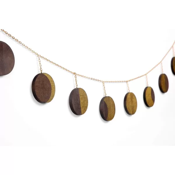 Mkono Moon Phase Wall Hanging Boho Home Decor Metal Garland with Wooden Moons Art Chic Gift Window Dorm Nursery Bedroom Living Room Apartment Office Decorative Ornaments GoldGold