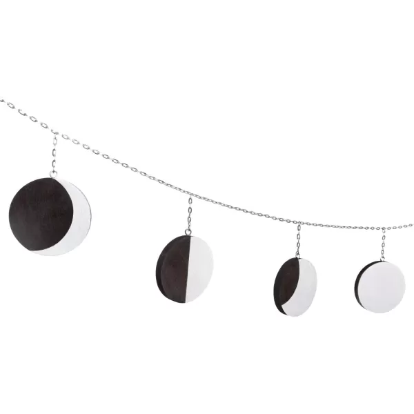 Mkono Moon Phase Wall Hanging Boho Home Decor Metal Garland with Wooden Moons Art Chic Gift Window Dorm Nursery Bedroom Living Room Apartment Office Decorative Ornaments GoldSilver