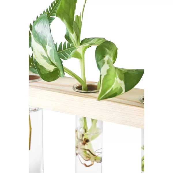 Mkono Plant Propagation Tubes 3 Tiered Wall Hanging Terrarium with Wooden Stand Mini Test Tube Flower Vase Glass Planter Stations for Hydroponic Cutting Home Garden Office Decor Plant Lover GiftBeige