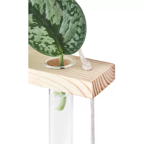 Mkono Plant Propagation Tubes 3 Tiered Wall Hanging Terrarium with Wooden Stand Mini Test Tube Flower Vase Glass Planter Stations for Hydroponic Cutting Home Garden Office Decor Plant Lover GiftBeige