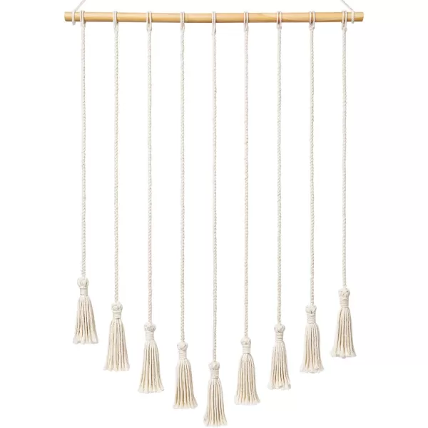 Mkono Teen Girl Room Decor Boho Macrame Hanging Photo Display Pictures Cards Holder Wall Art for Bedroom Livingroom Dorm Home Teens Women Birthday Gift with 25 Wood Clips 27quot L x 165WIvory