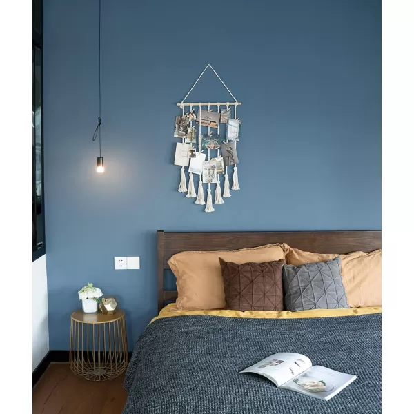 Mkono Teen Girl Room Decor Boho Macrame Hanging Photo Display Pictures Cards Holder Wall Art for Bedroom Livingroom Dorm Home Teens Women Birthday Gift with 25 Wood Clips 27quot L x 165WIvory