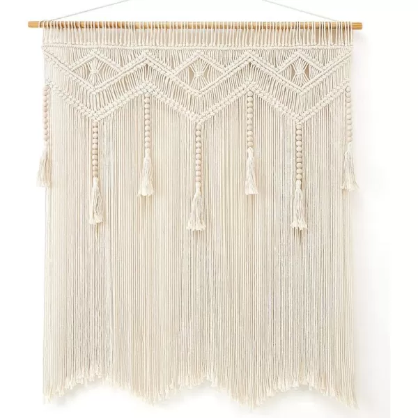 Mkono Macrame Wall Hanging Large Boho Decor Woven Wall Tapestry Chic Art Tassel Christmas Decoration for Backdrop over Bed Bedroom Nursery Dorm Classroom Including Hanging Rod 33W x 42H